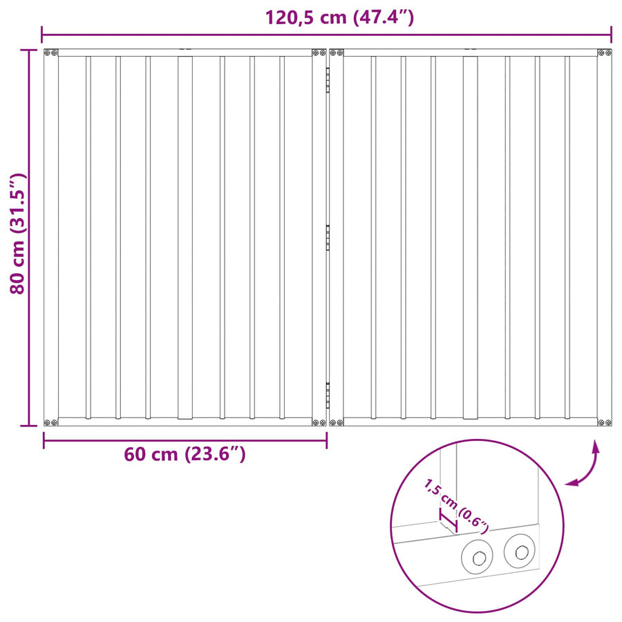 Hondenhek 2 pcs Zwart 60 x 80 cm Gegalvaniseerd staal