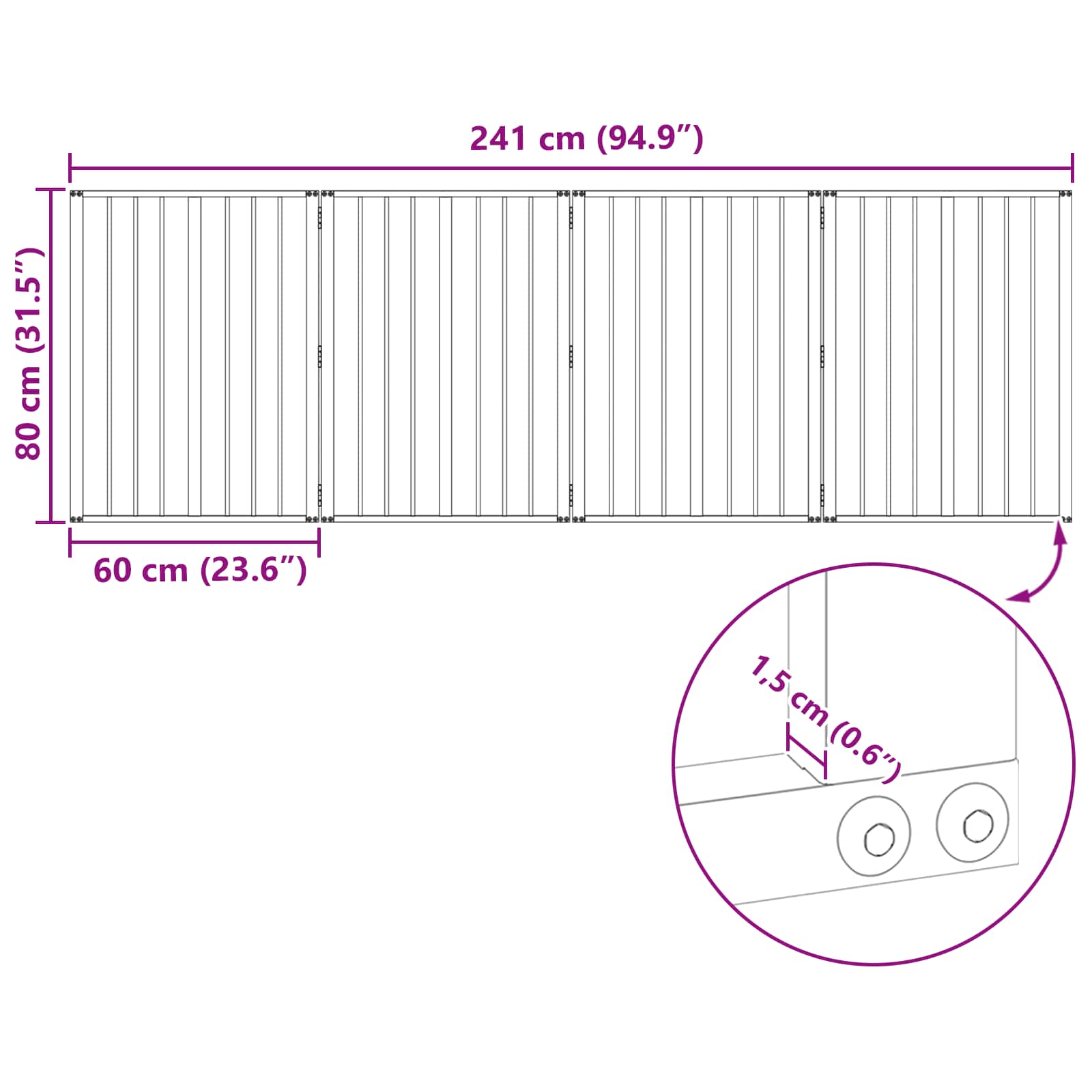 Hondenhek 4 pcs Zwart 60 x 80 cm Gegalvaniseerd staal