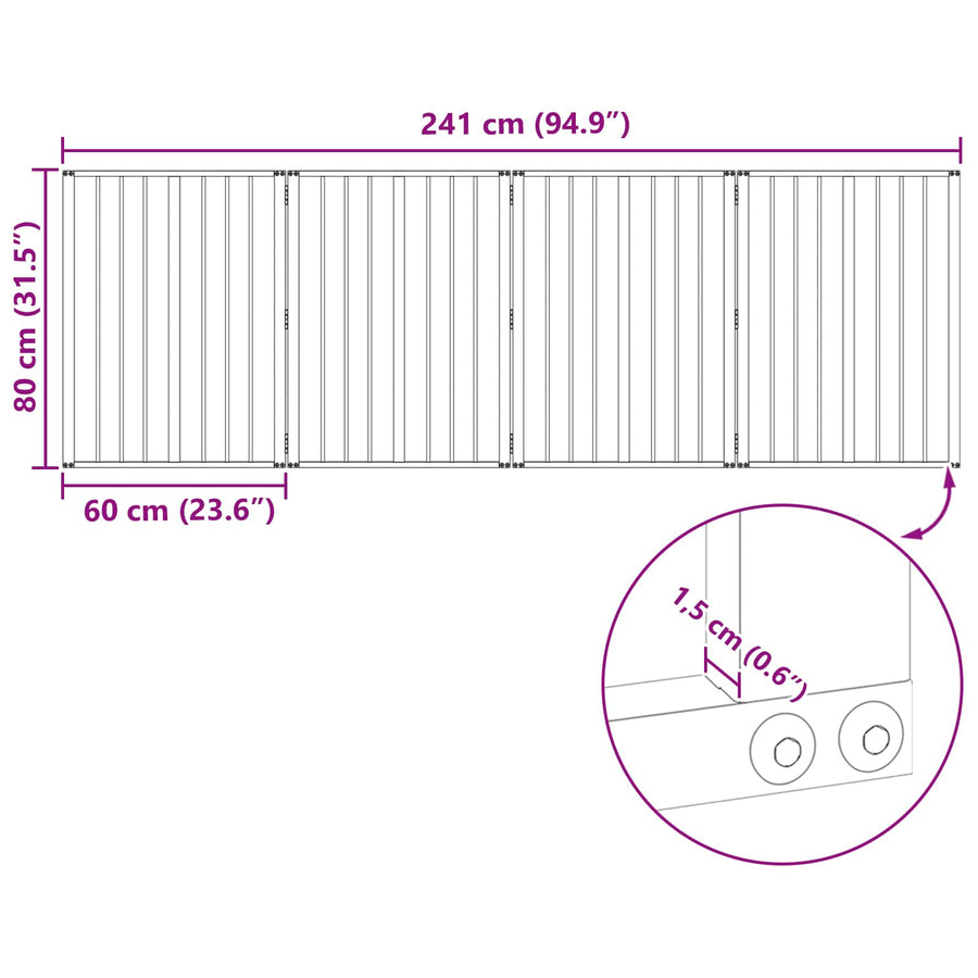 Hondenhek 4 pcs Zwart 60 x 80 cm Gegalvaniseerd staal
