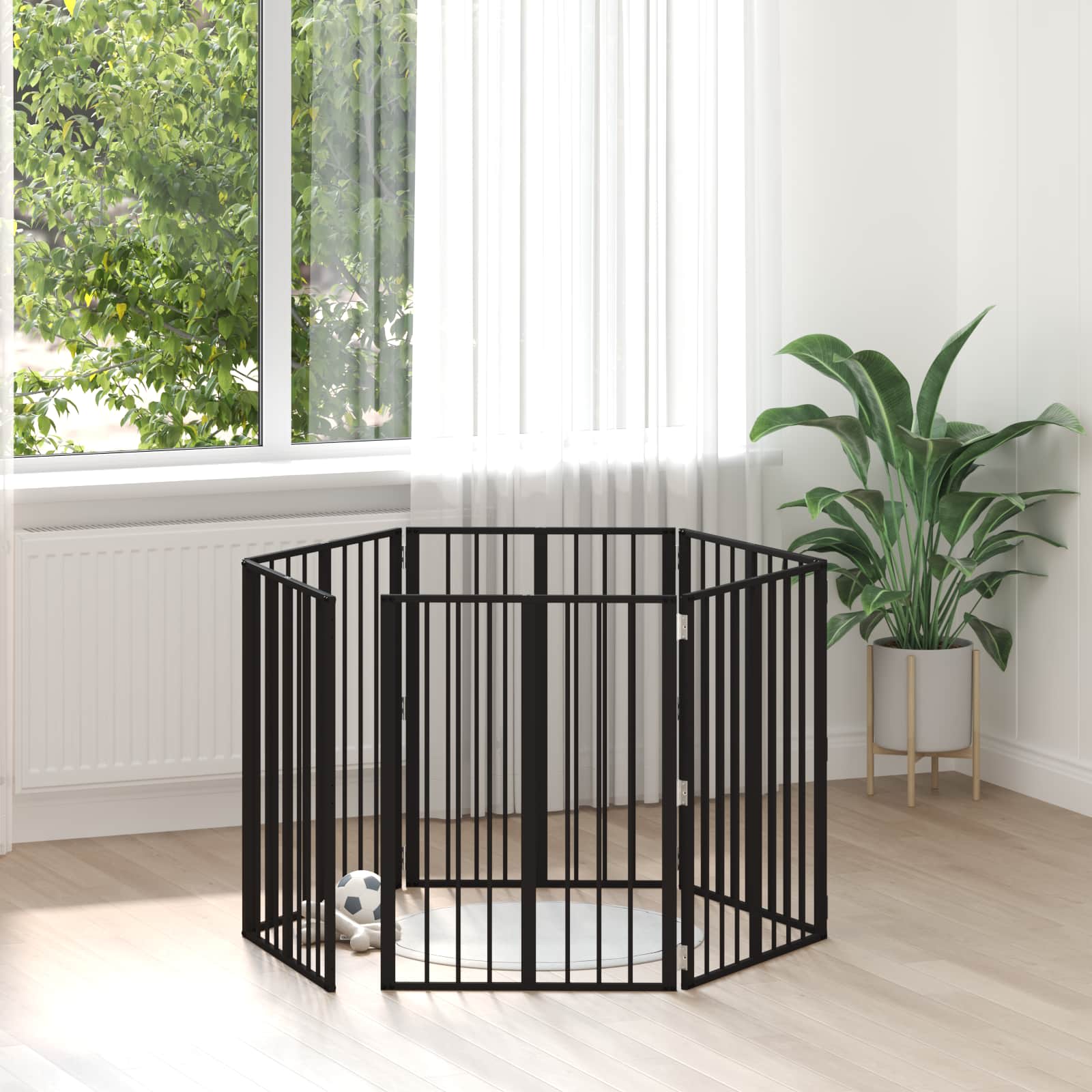 Hondenhek 6 pcs Zwart 60 x 80 cm Gegalvaniseerd staal