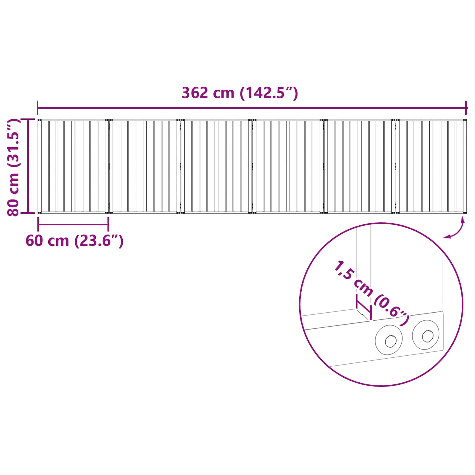 Hondenhek 6 pcs Zwart 60 x 80 cm Gegalvaniseerd staal