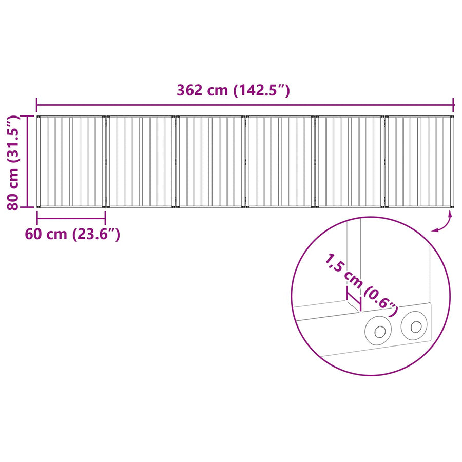 Hondenhek 6 pcs Zwart 60 x 80 cm Gegalvaniseerd staal