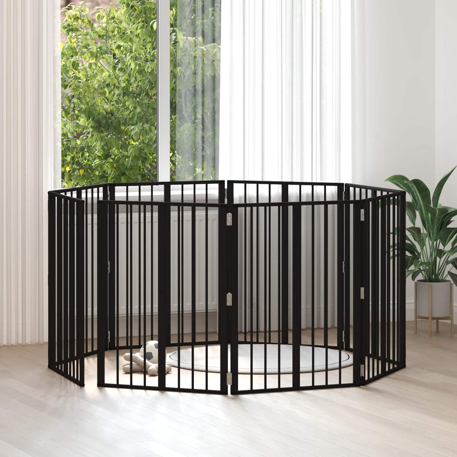 Hondenhek 8 pcs Zwart 60 x 80 cm Gegalvaniseerd staal