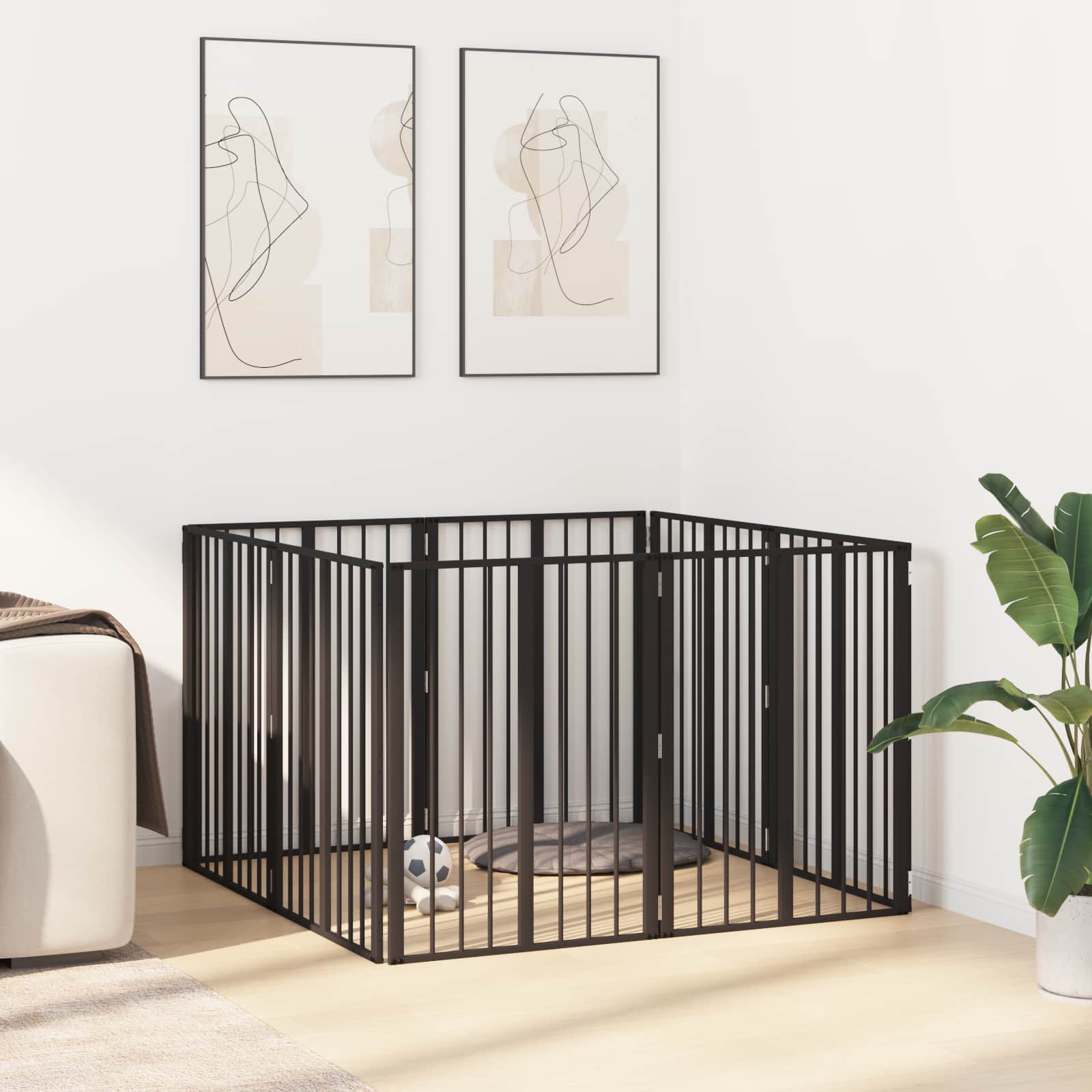 Hondenhek 8 pcs Zwart 60 x 80 cm Gegalvaniseerd staal