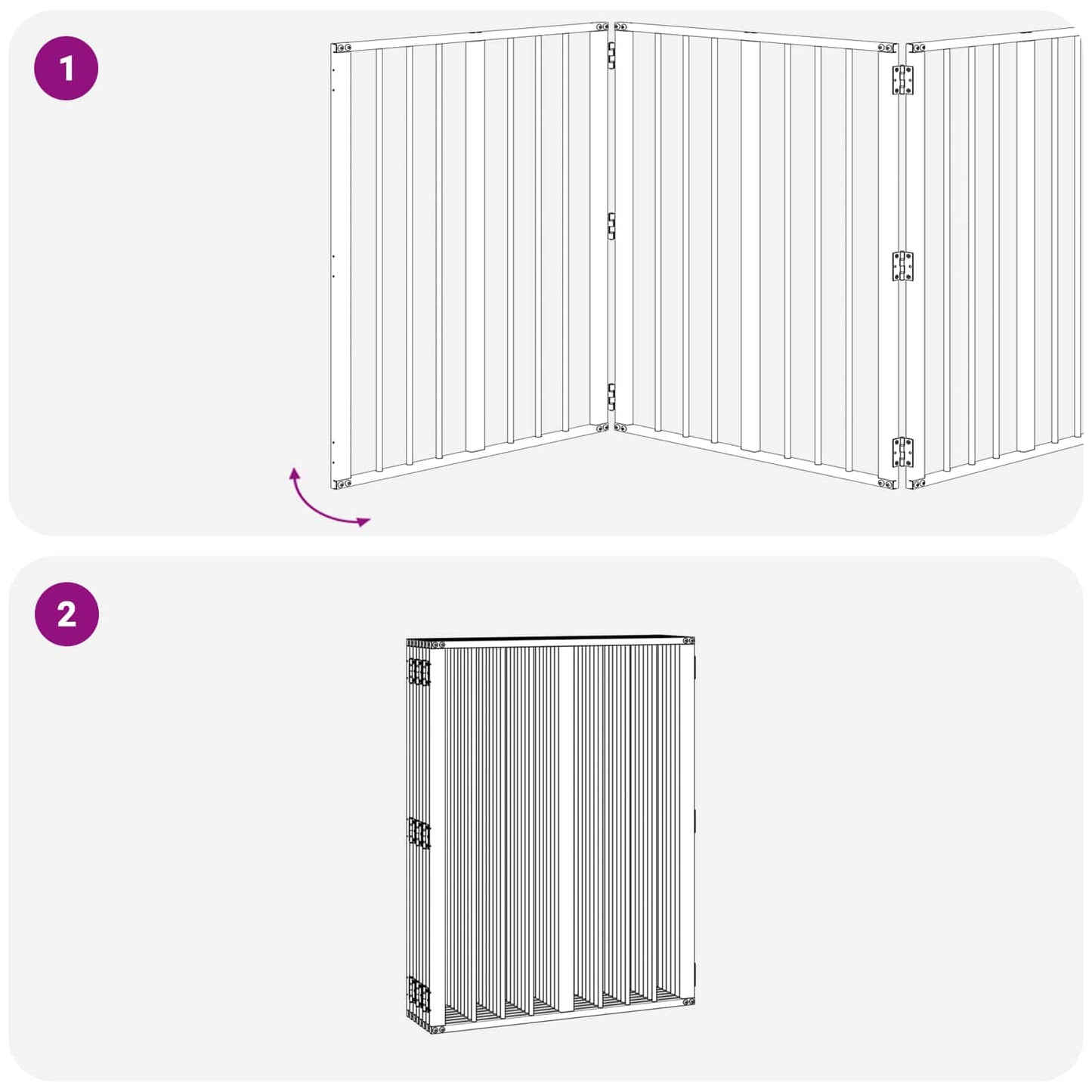 Hondenhek 8 pcs Zwart 60 x 80 cm Gegalvaniseerd staal