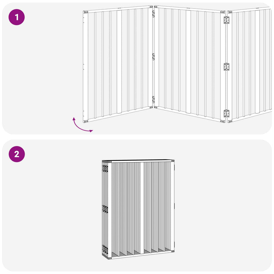 Hondenhek 8 pcs Zwart 60 x 80 cm Gegalvaniseerd staal