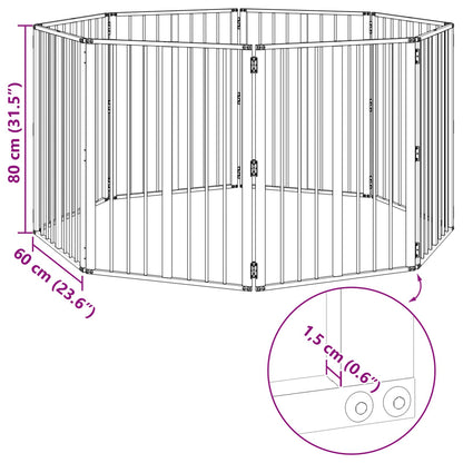 Hondenhek 8 pcs Zwart 60 x 80 cm Gegalvaniseerd staal