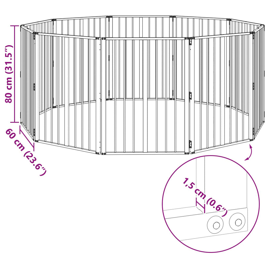 Hondenhek 10 pcs Zwart 60 x 80 cm Gegalvaniseerd staal