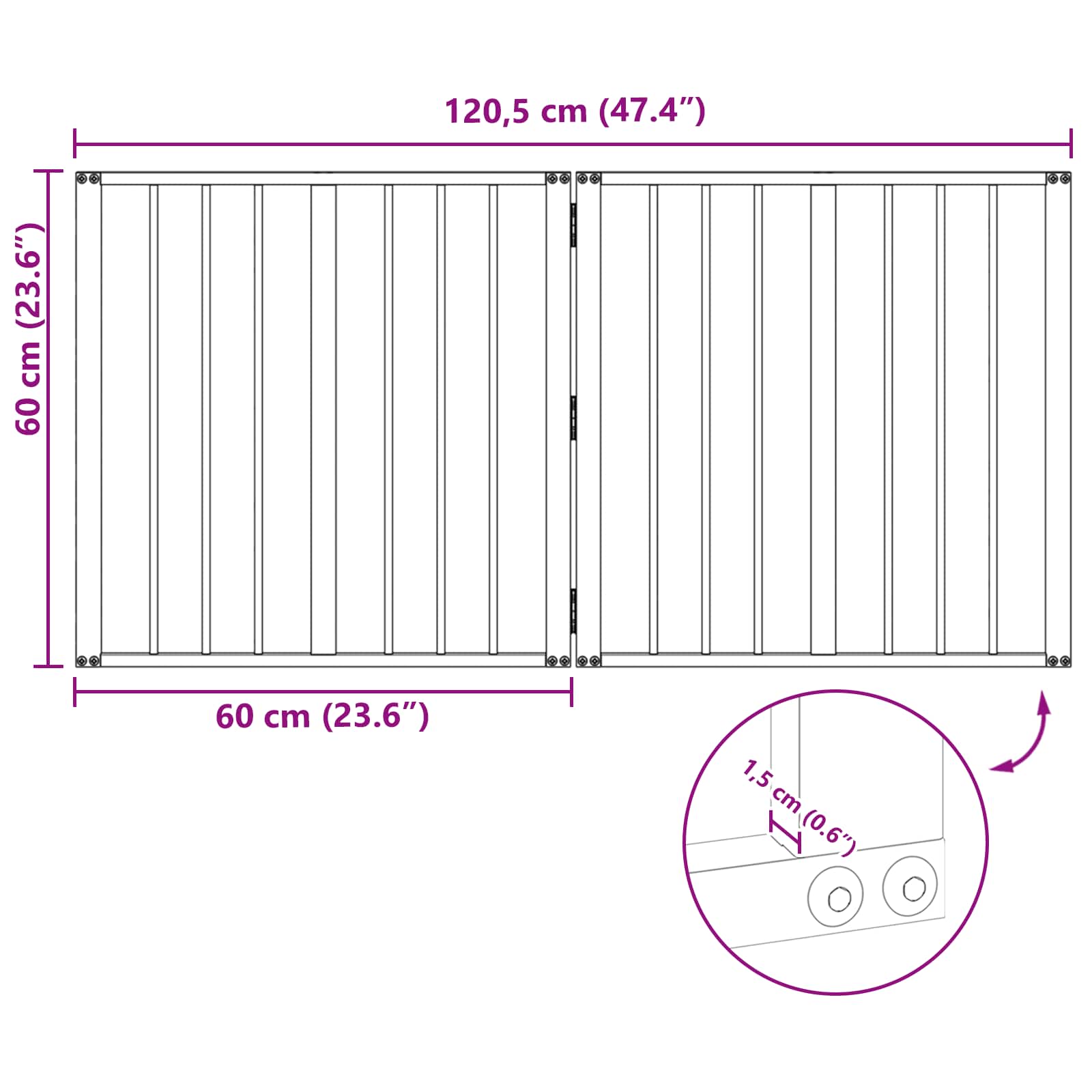 Hondenhek 2 pcs Zwart 60 x 60 cm Gegalvaniseerd staal