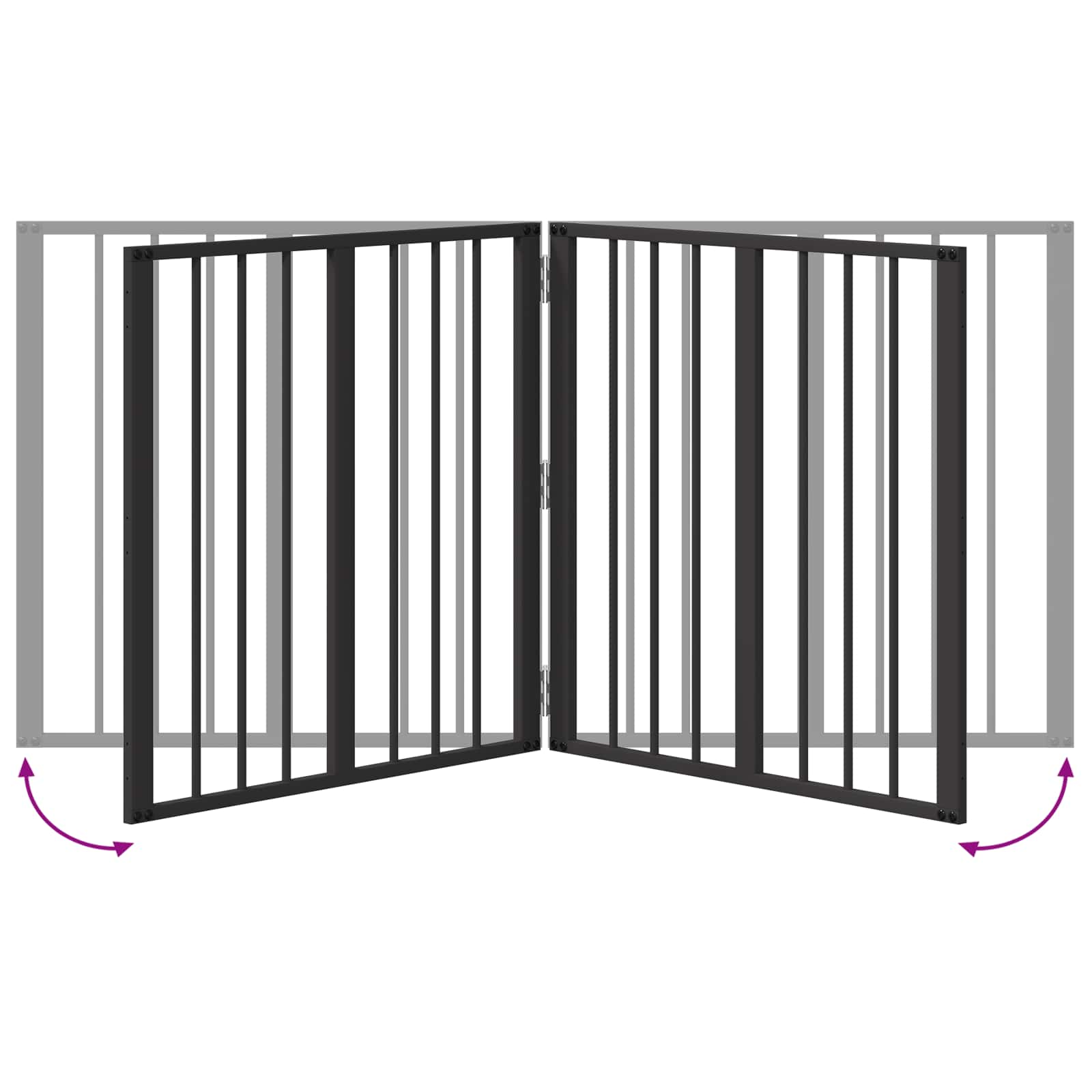 Hondenhek 4 pcs Zwart 60 x 60 cm Gegalvaniseerd staal