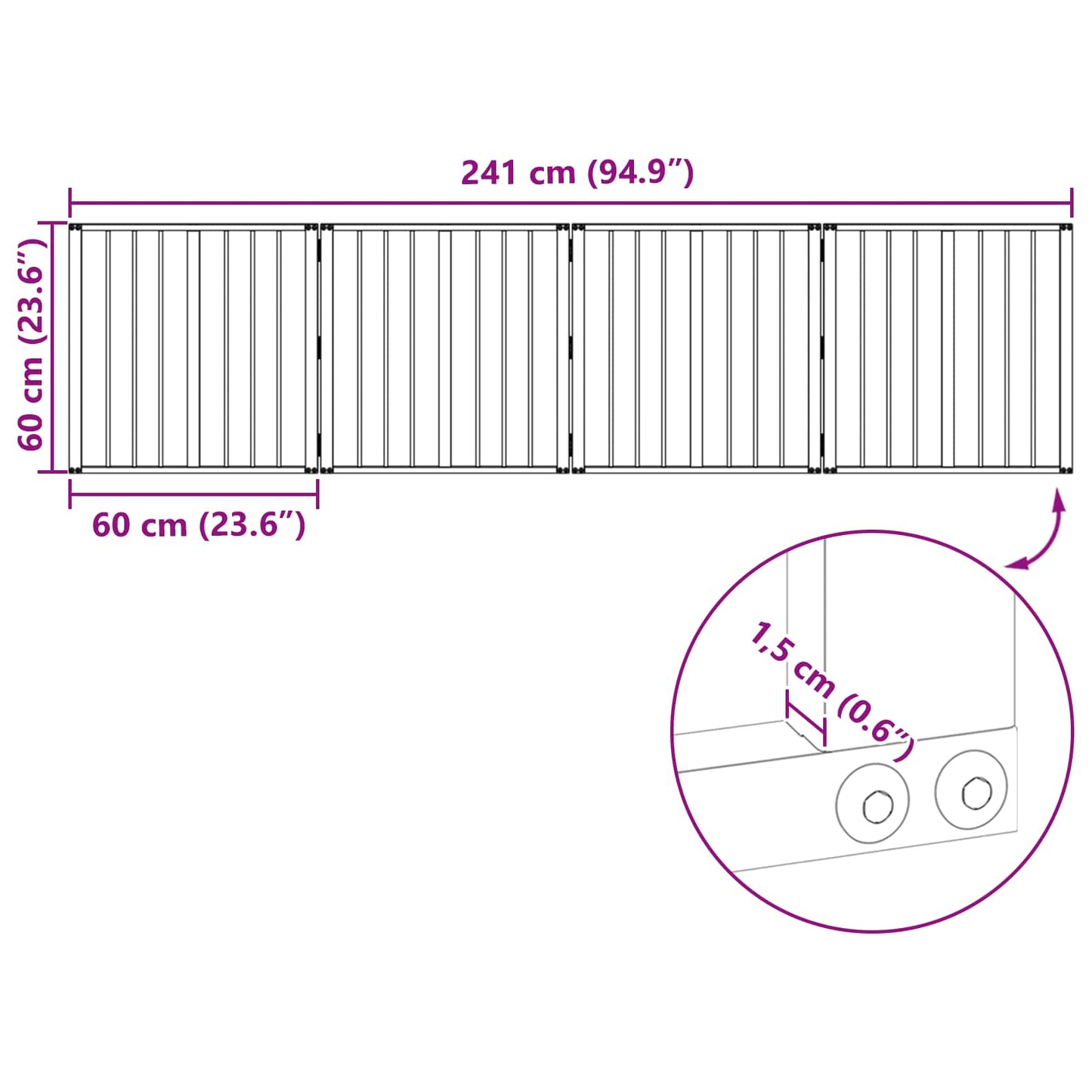 Hondenhek 4 pcs Zwart 60 x 60 cm Gegalvaniseerd staal