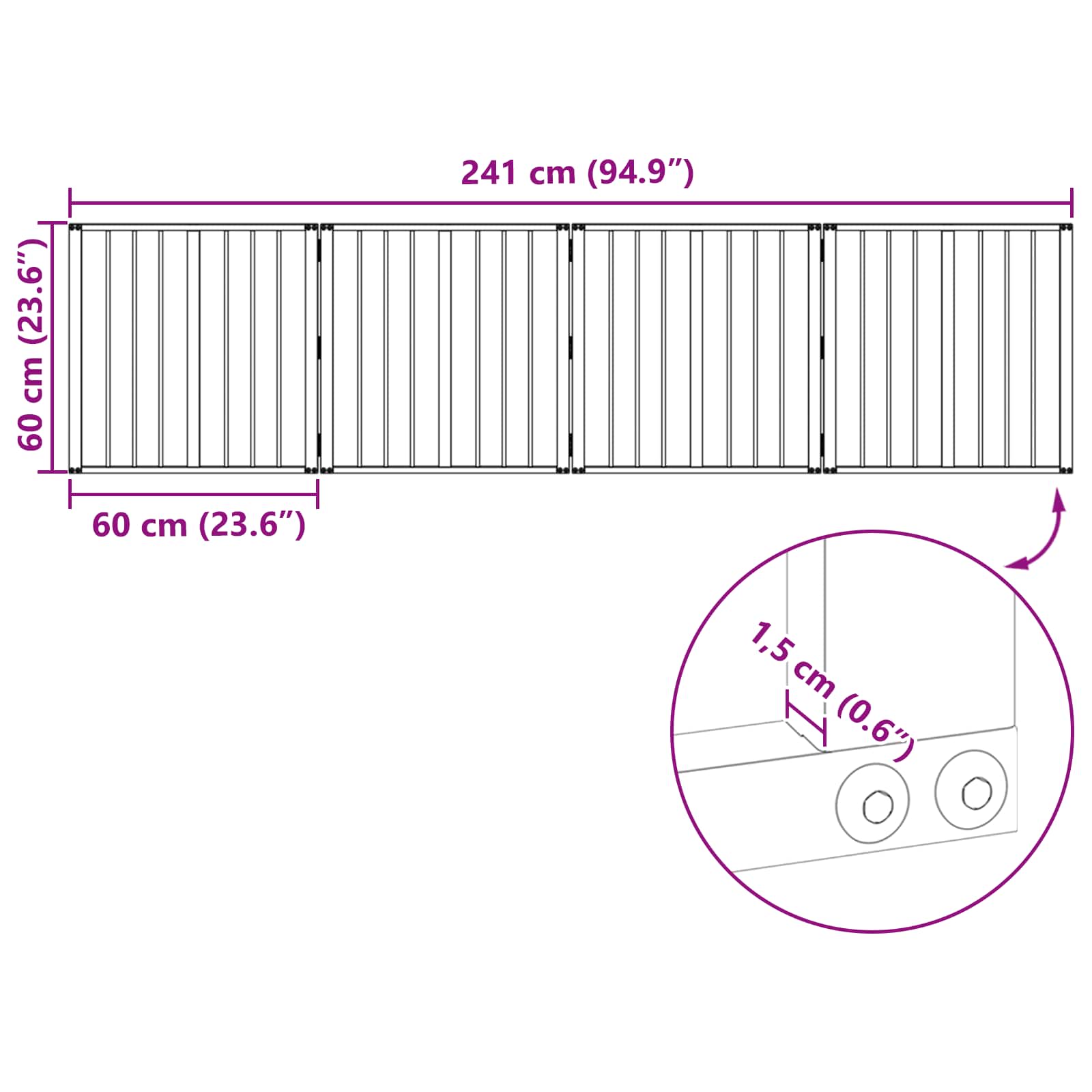 Hondenhek 4 pcs Zwart 60 x 60 cm Gegalvaniseerd staal