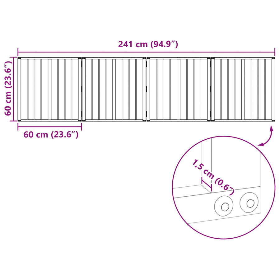 Hondenhek 4 pcs Zwart 60 x 60 cm Gegalvaniseerd staal
