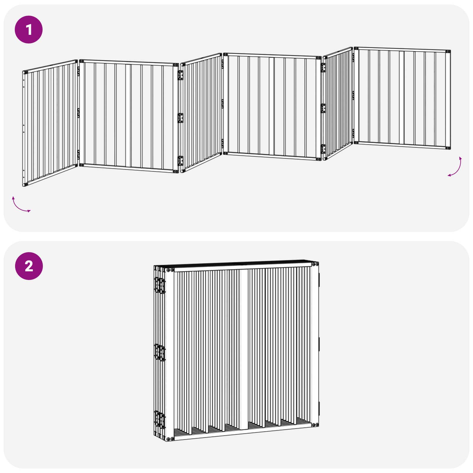 Hondenhek 6 pcs Zwart 60 x 60 cm Gegalvaniseerd staal