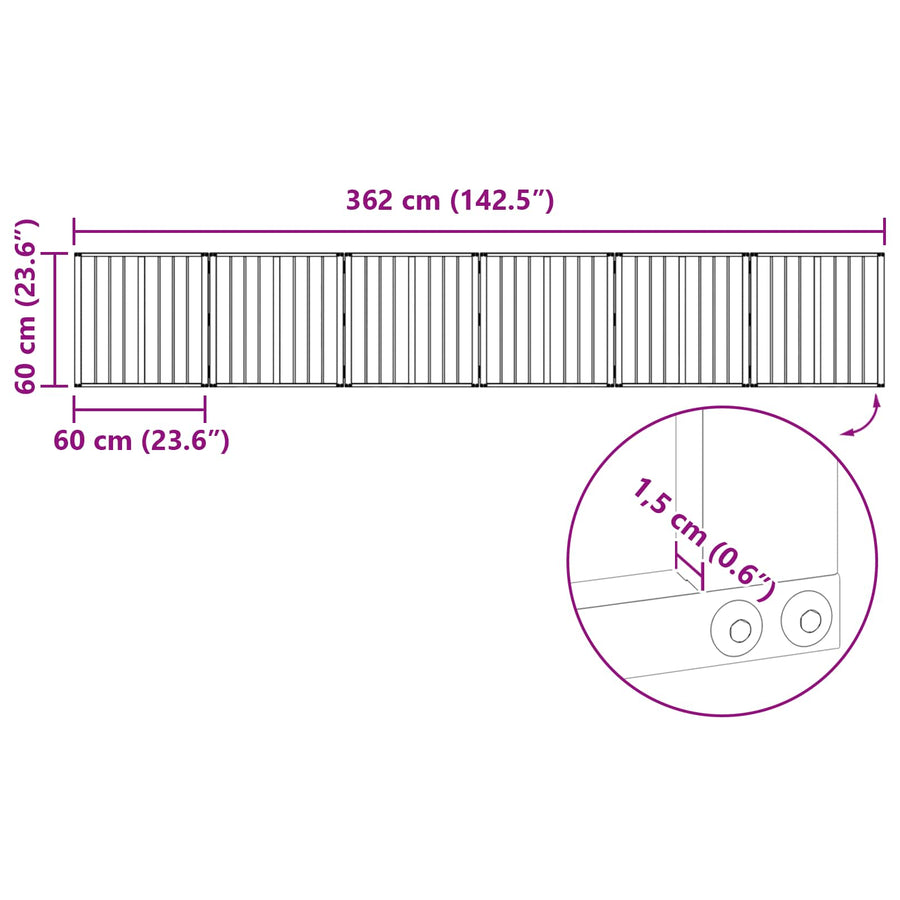 Hondenhek 6 pcs Zwart 60 x 60 cm Gegalvaniseerd staal