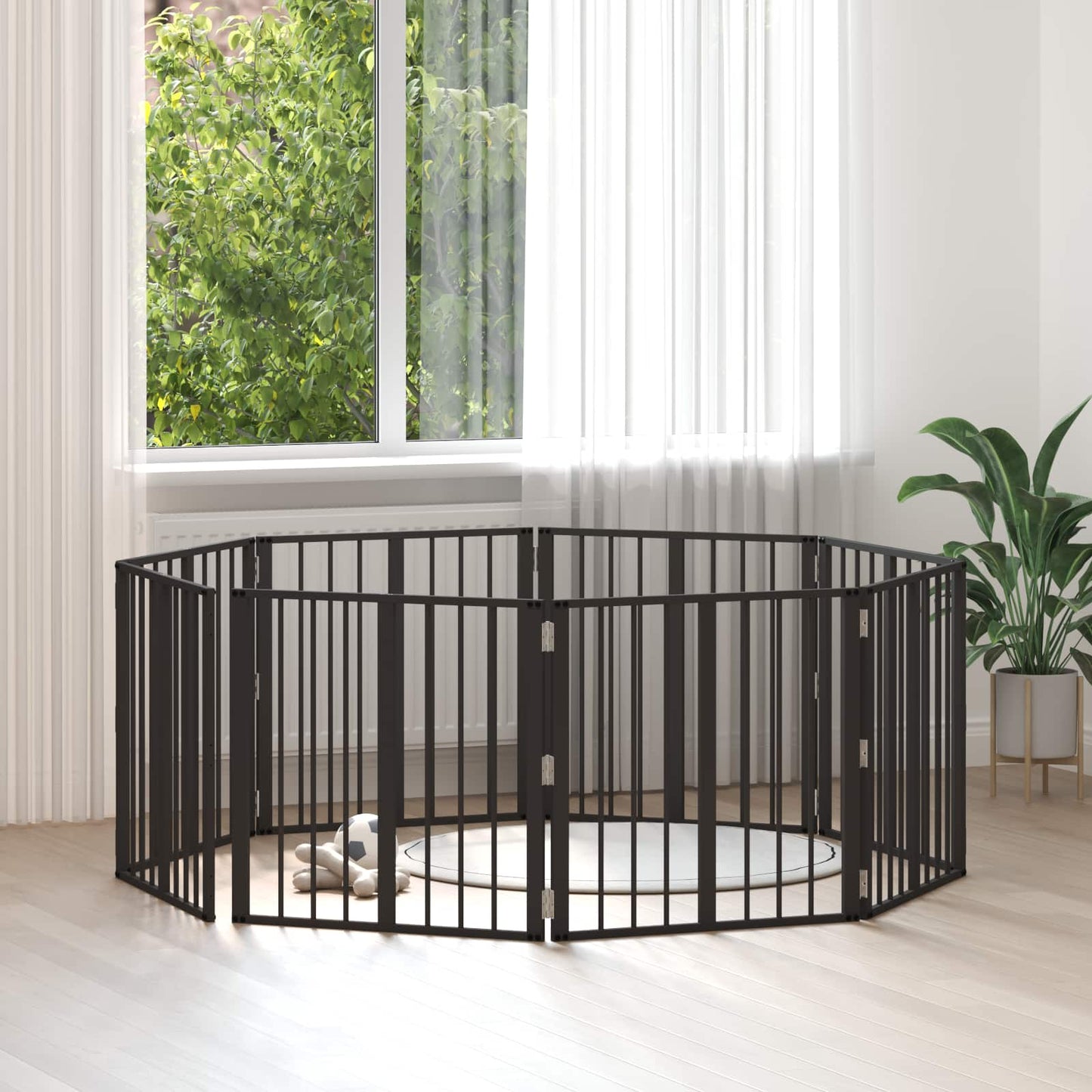Hondenhek 8 pcs Zwart 60 x 60 cm Gegalvaniseerd staal