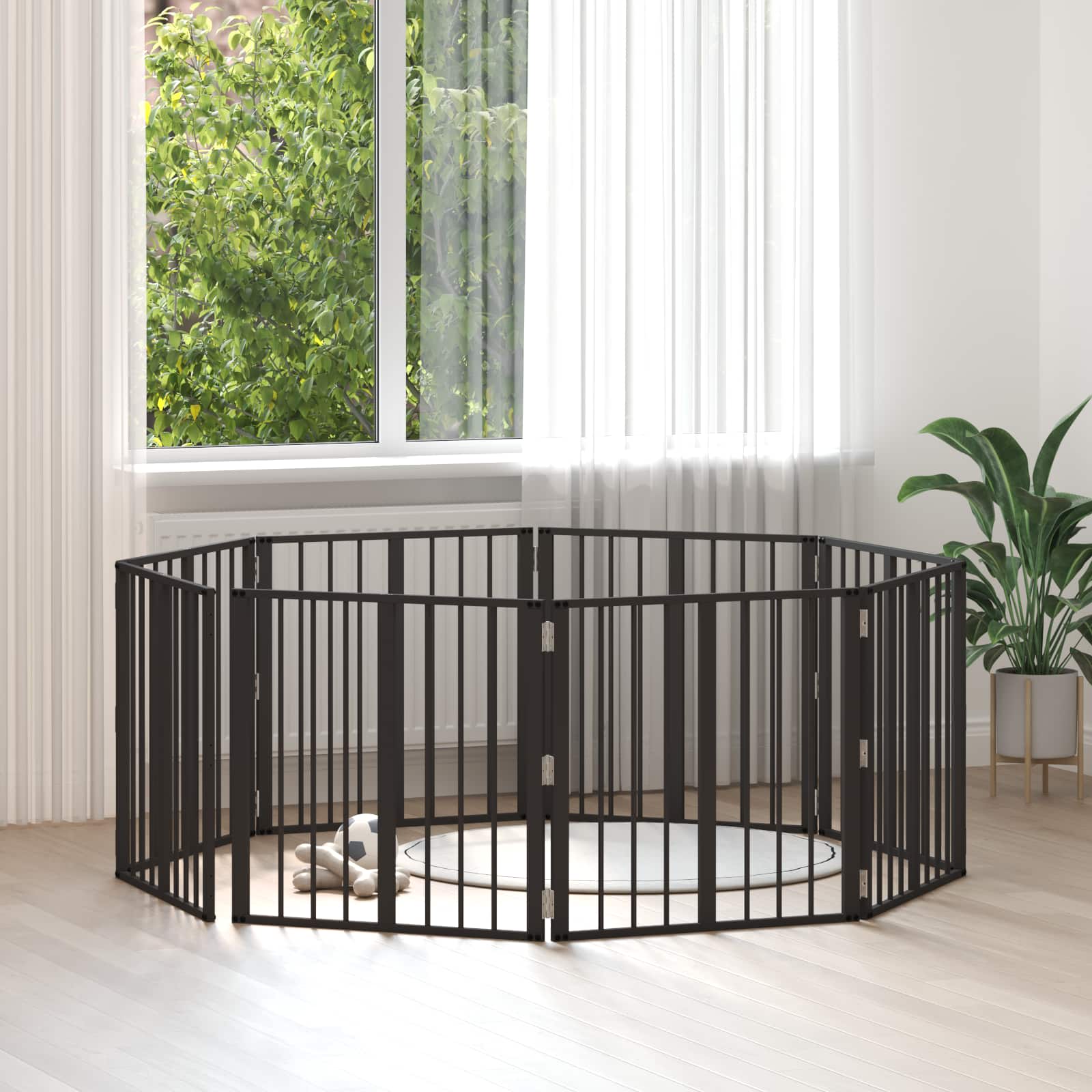 Hondenhek 8 pcs Zwart 60 x 60 cm Gegalvaniseerd staal