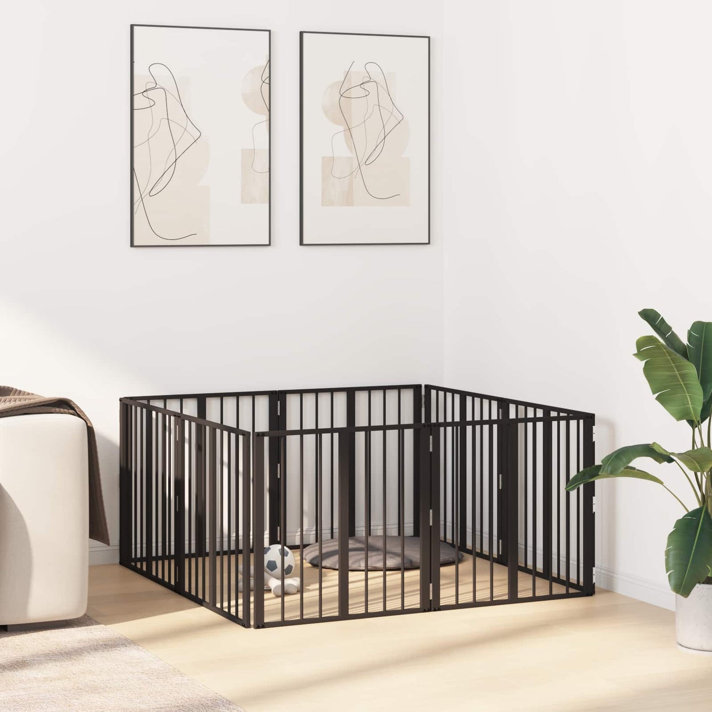 Hondenhek 8 pcs Zwart 60 x 60 cm Gegalvaniseerd staal