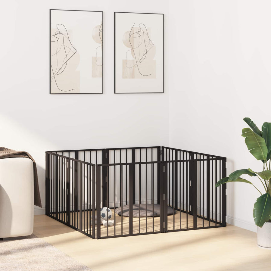 Hondenhek 8 pcs Zwart 60 x 60 cm Gegalvaniseerd staal
