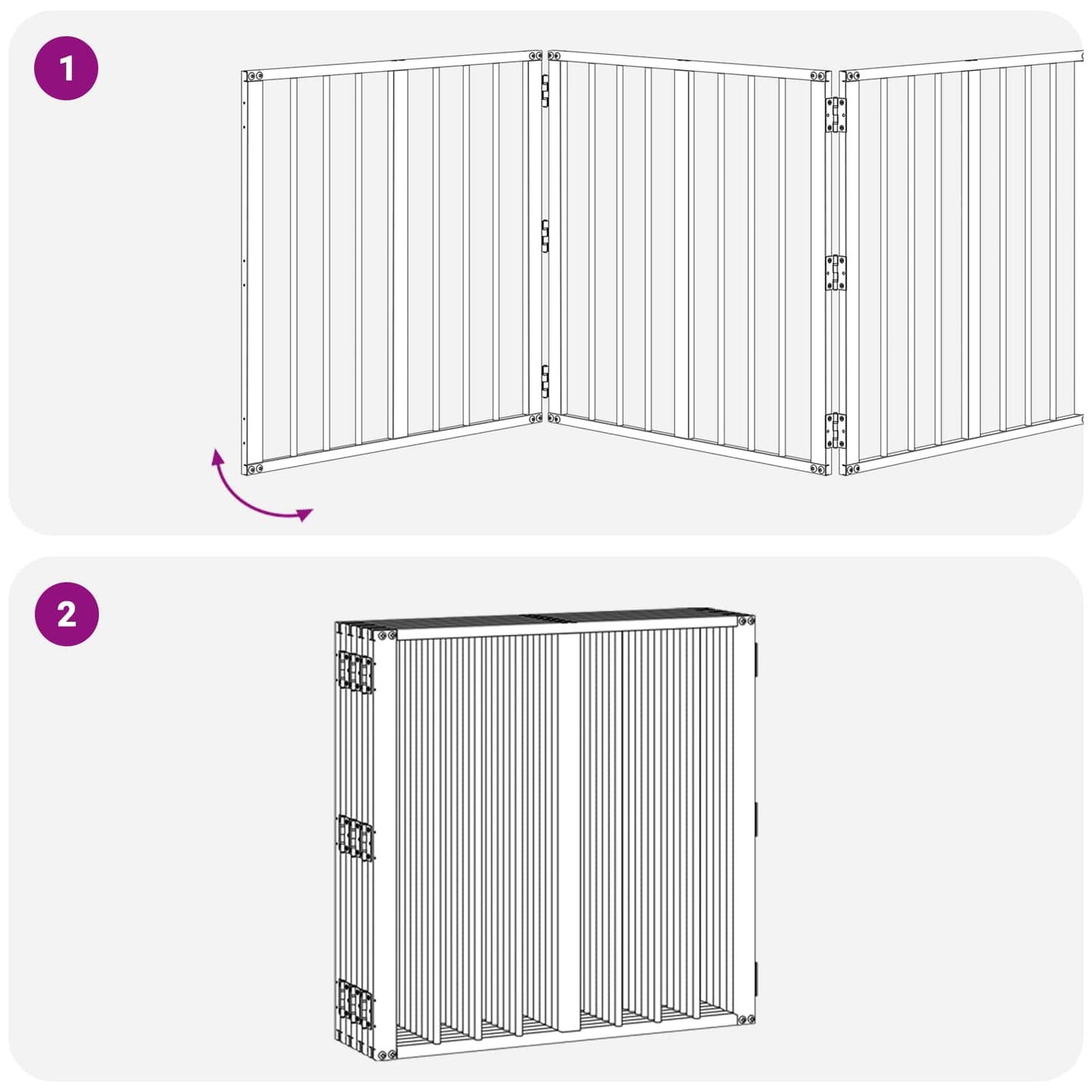 Hondenhek 8 pcs Zwart 60 x 60 cm Gegalvaniseerd staal