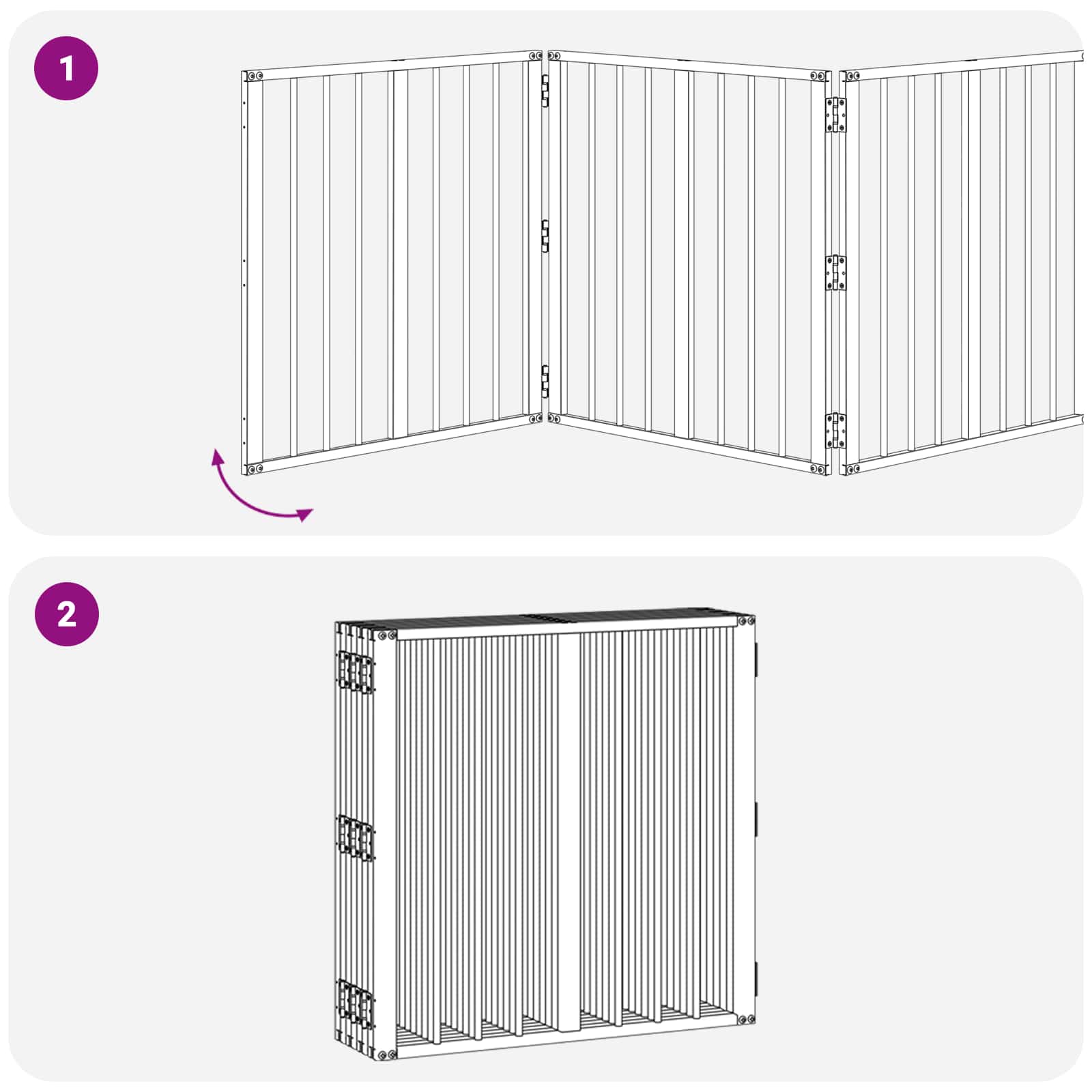 Hondenhek 8 pcs Zwart 60 x 60 cm Gegalvaniseerd staal