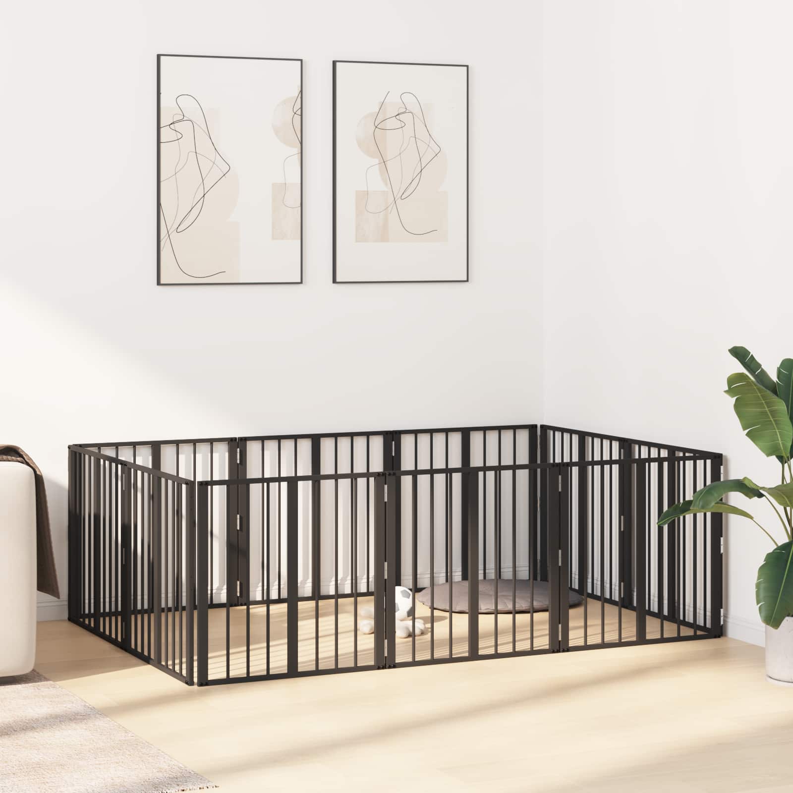 Hondenhek 10 pcs Zwart 60 x 60 cm Gegalvaniseerd staal