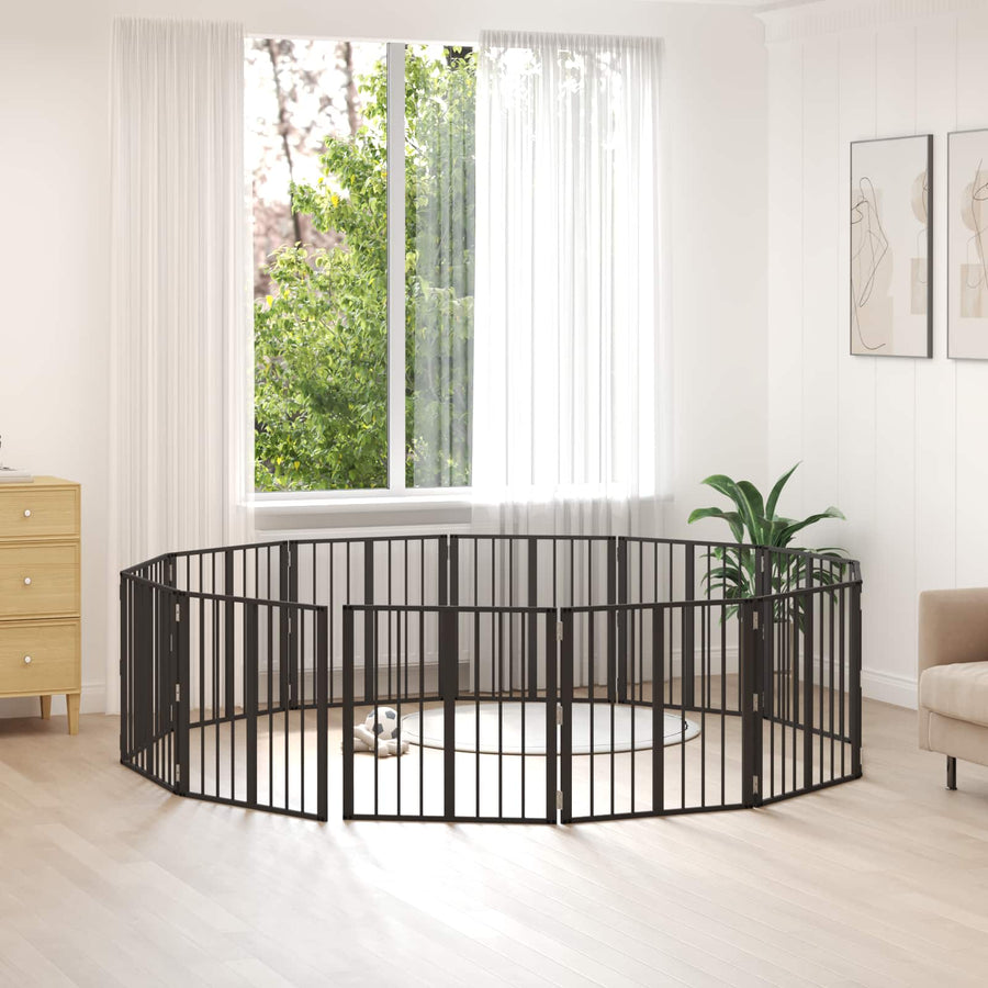 Hondenhek 12 pcs Zwart 60 x 60 cm Gegalvaniseerd staal