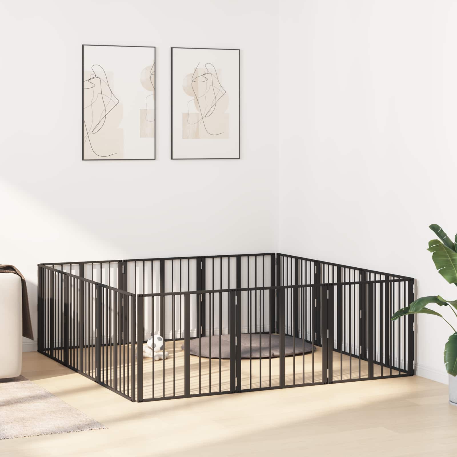 Hondenhek 12 pcs Zwart 60 x 60 cm Gegalvaniseerd staal