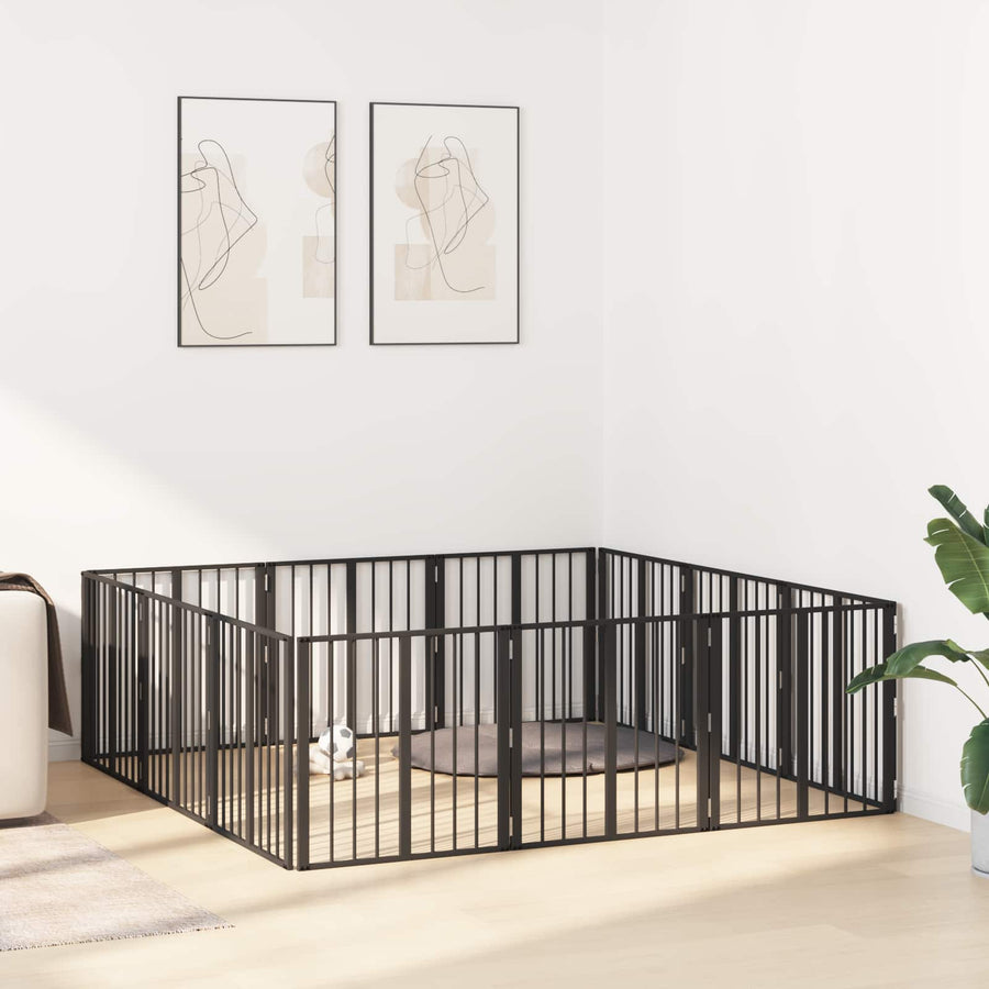 Hondenhek 12 pcs Zwart 60 x 60 cm Gegalvaniseerd staal