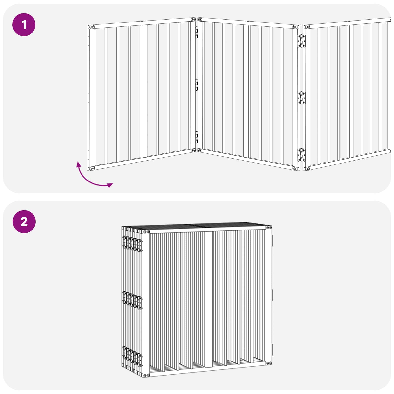 Hondenhek 12 pcs Zwart 60 x 60 cm Gegalvaniseerd staal