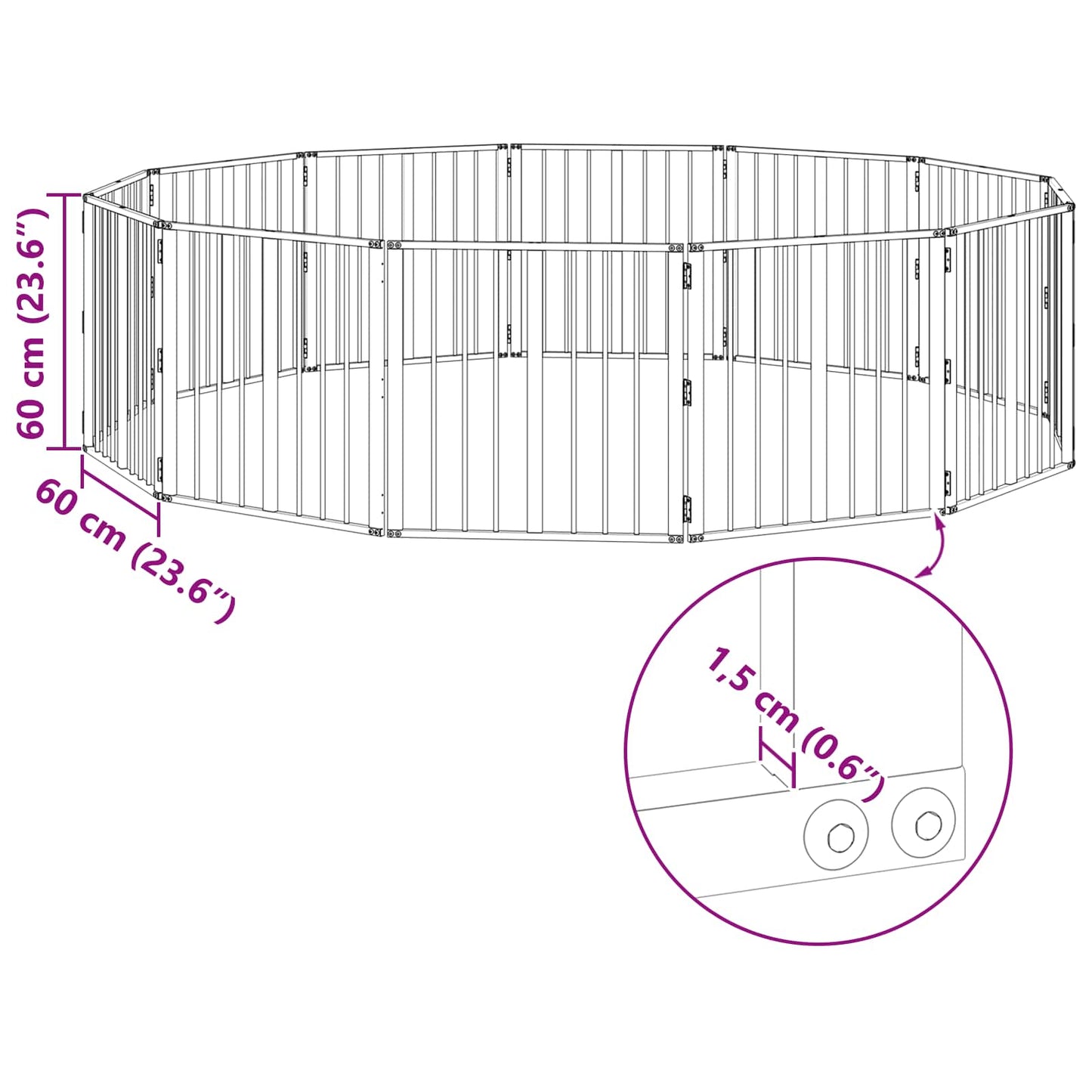Hondenhek 12 pcs Zwart 60 x 60 cm Gegalvaniseerd staal