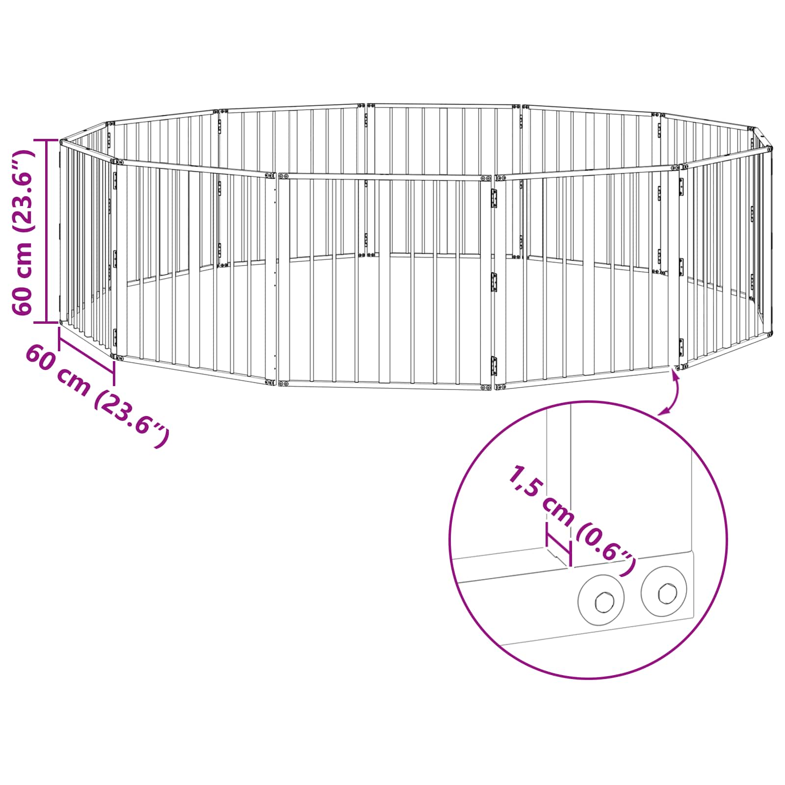 Hondenhek 12 pcs Zwart 60 x 60 cm Gegalvaniseerd staal