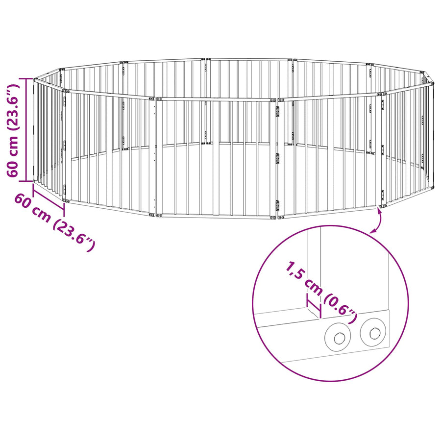 Hondenhek 12 pcs Zwart 60 x 60 cm Gegalvaniseerd staal