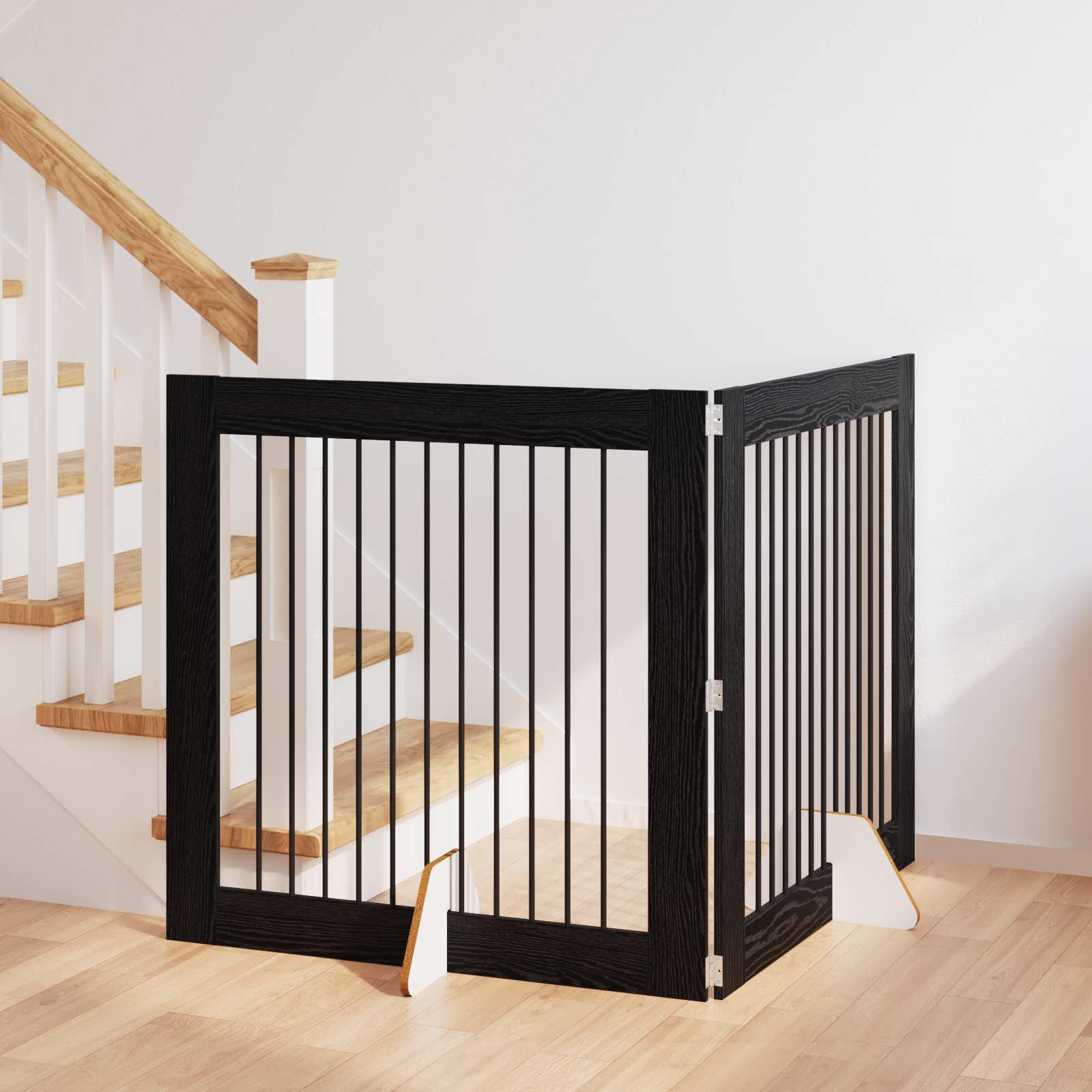 Hondenhekje met standaards 2 pcs Zwart eiken 100 x 100 cm