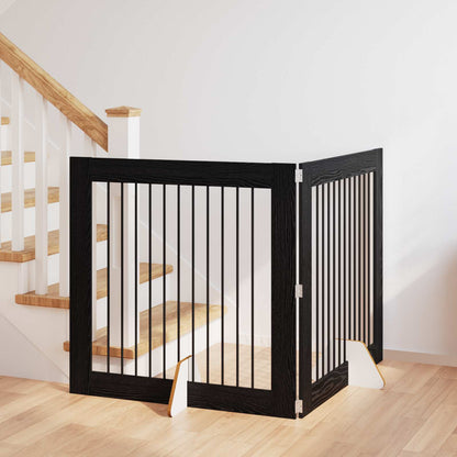 Hondenhekje met standaards 2 pcs Zwart eiken 100 x 100 cm