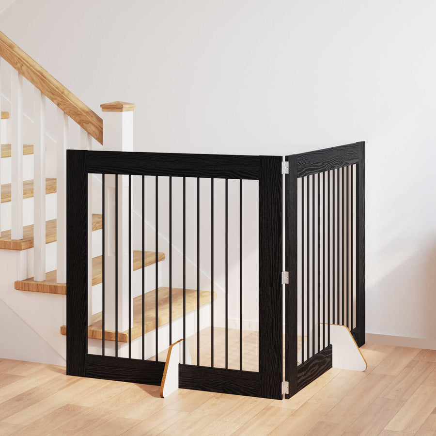 Hondenhekje met standaards 2 pcs Zwart eiken 100 x 100 cm