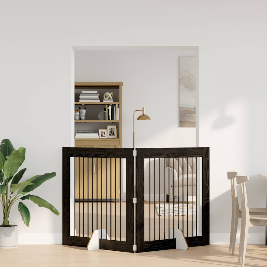 Hondenhekje met standaards 2 pcs Zwart eiken 100 x 100 cm