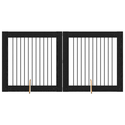 Hondenhekje met standaards 2 pcs Zwart eiken 100 x 100 cm