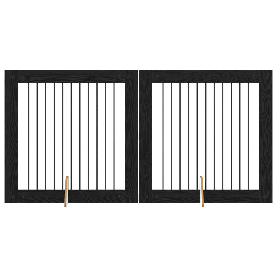 Hondenhekje met standaards 2 pcs Zwart eiken 100 x 100 cm