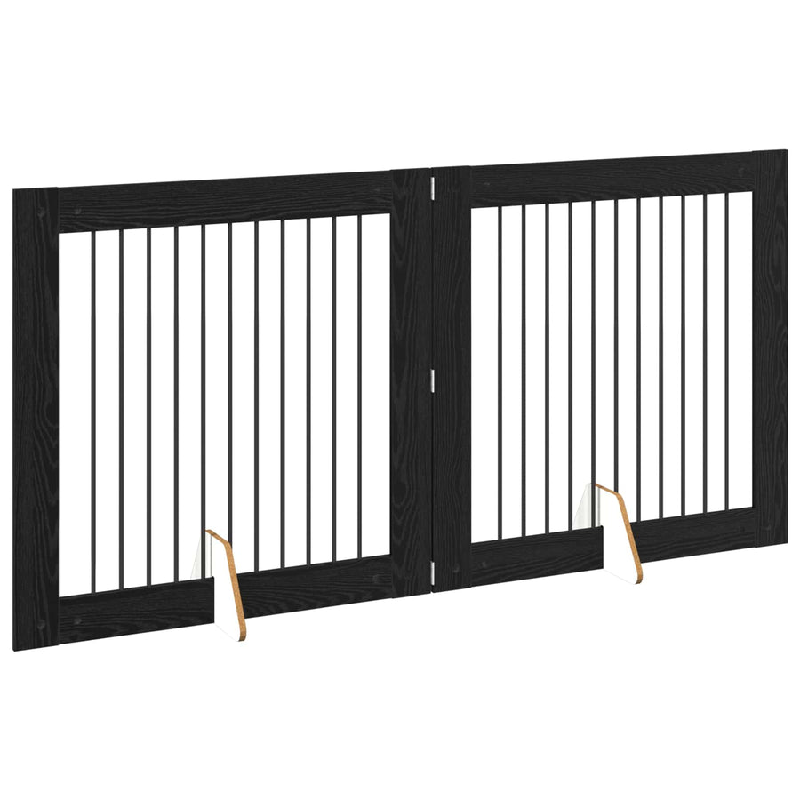 Hondenhekje met standaards 2 pcs Zwart eiken 100 x 100 cm