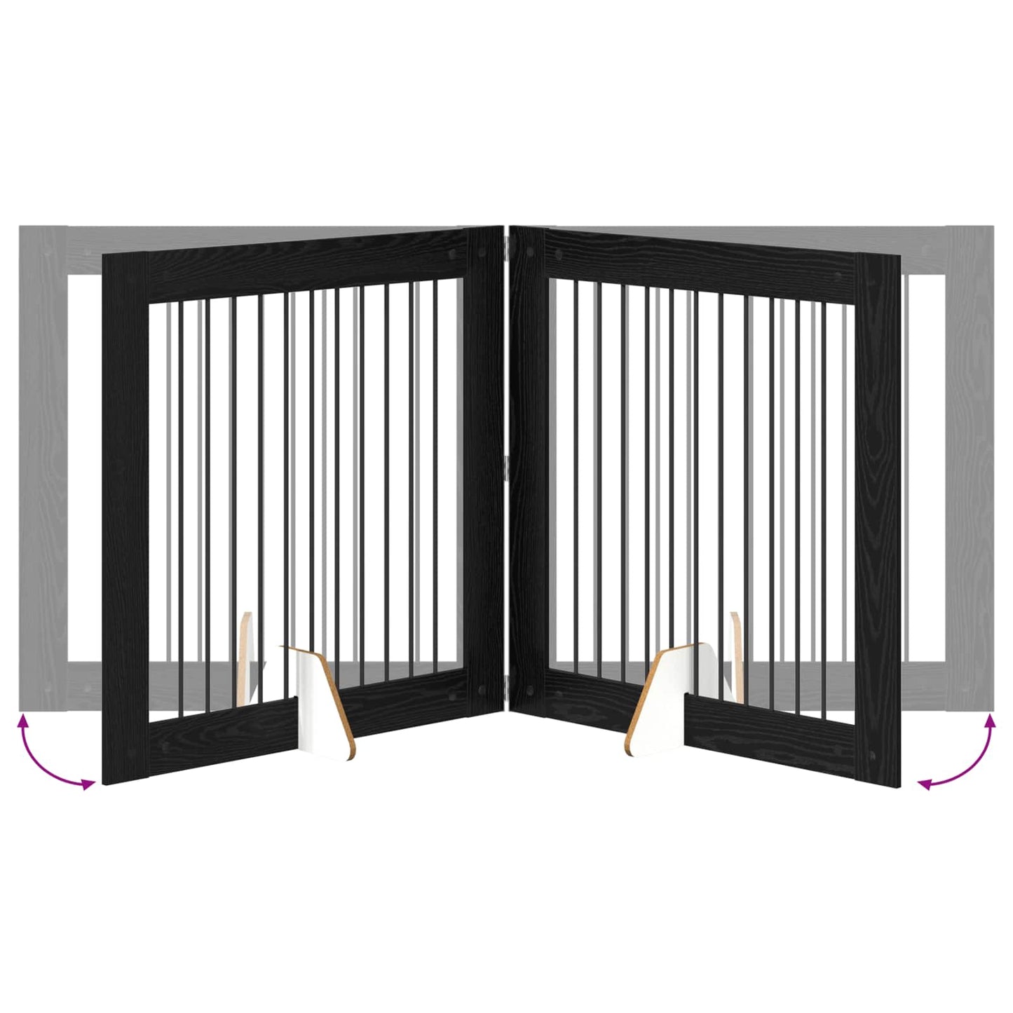 Hondenhekje met standaards 2 pcs Zwart eiken 100 x 100 cm