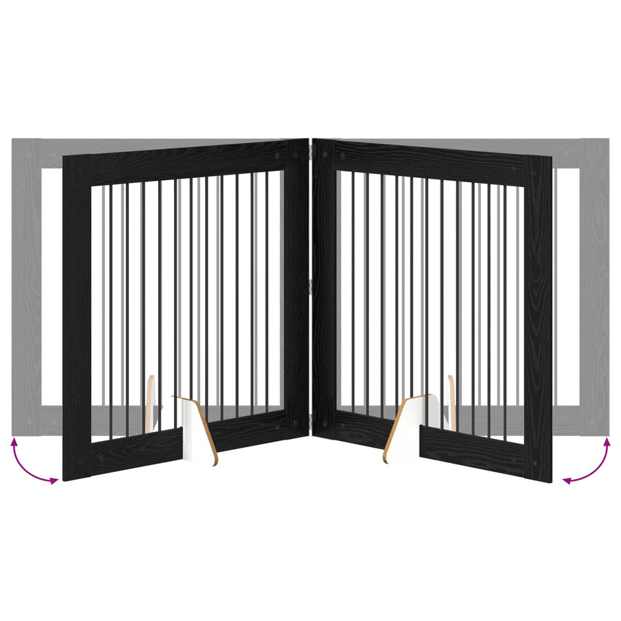 Hondenhekje met standaards 2 pcs Zwart eiken 100 x 100 cm