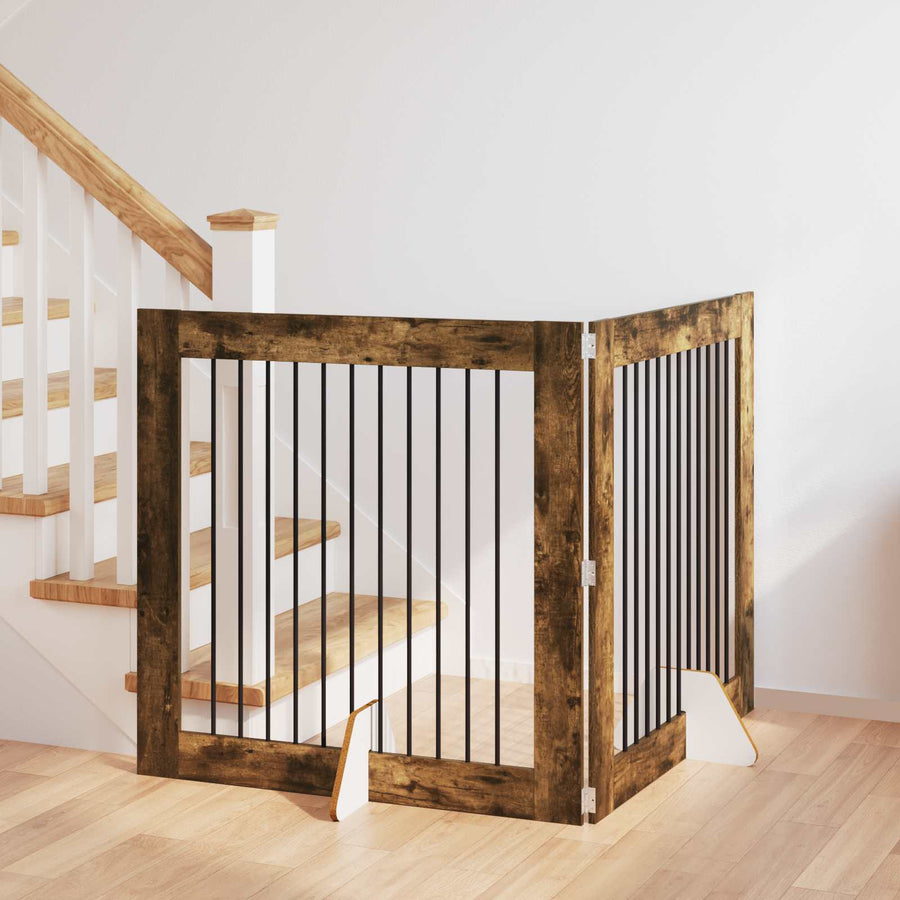 Hondenhekje met standaards 2 pcs Gerookt eiken 100 x 100 cm