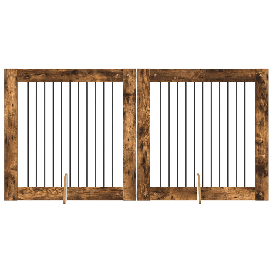 Hondenhekje met standaards 2 pcs Gerookt eiken 100 x 100 cm