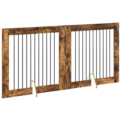 Hondenhekje met standaards 2 pcs Gerookt eiken 100 x 100 cm