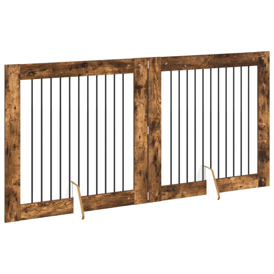 Hondenhekje met standaards 2 pcs Gerookt eiken 100 x 100 cm