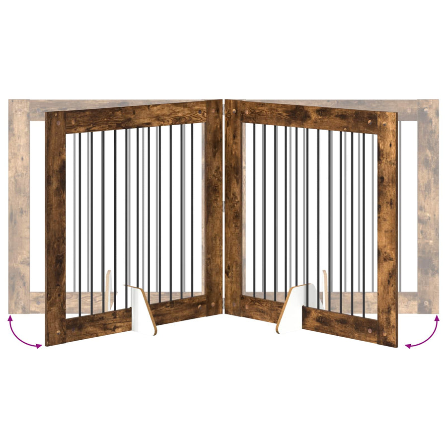 Hondenhekje met standaards 2 pcs Gerookt eiken 100 x 100 cm