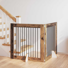 Hondenhekje met standaards 2 pcs Oud hout 100 x 100 cm