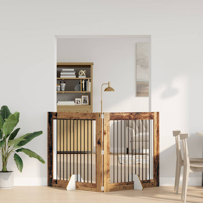 Hondenhekje met standaards 2 pcs Oud hout 100 x 100 cm