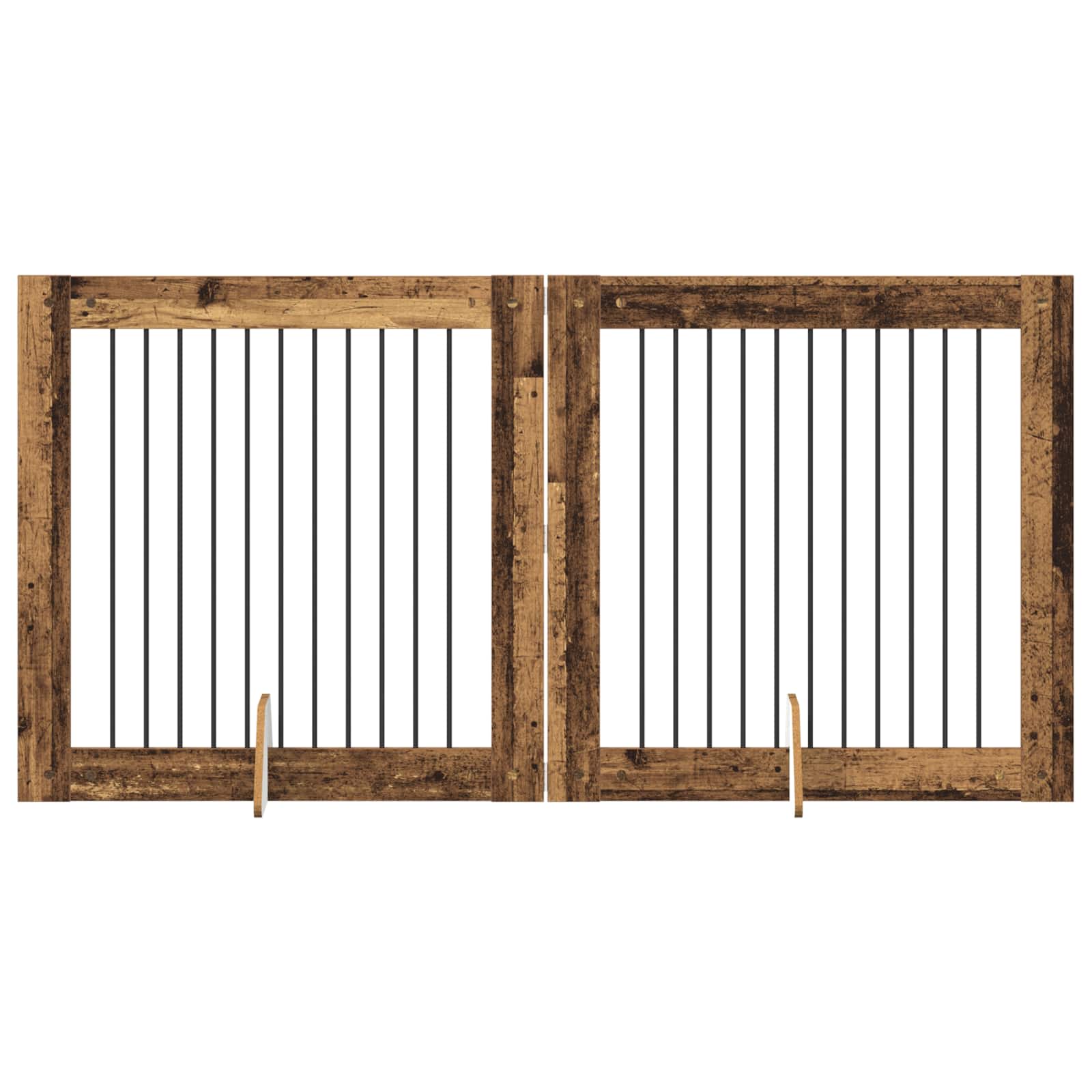 Hondenhekje met standaards 2 pcs Oud hout 100 x 100 cm